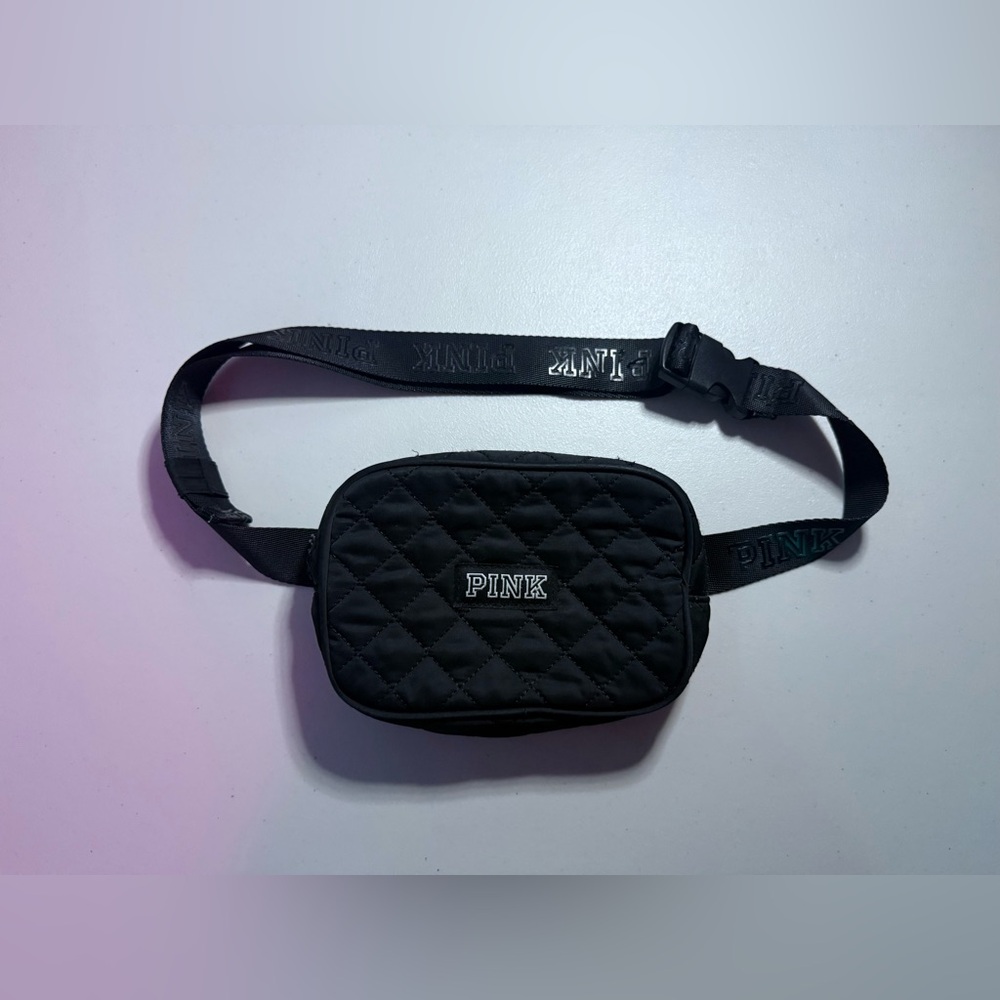 PINK Victoria Secret Black Quilted Belt Bag
